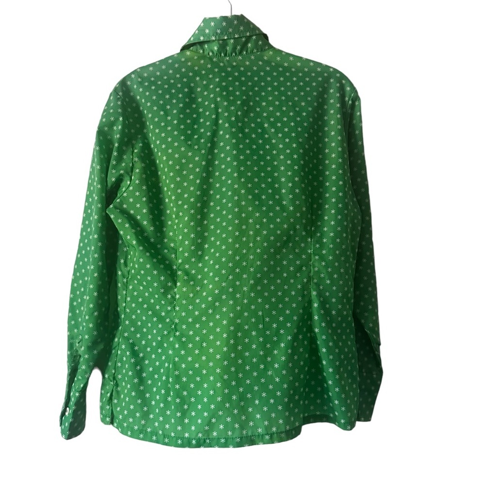 Vintage 1970’s Groovy Flower Print Button Down Top Green Size Small - Picture 10 of 11